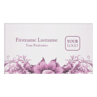 Aangepast Logo roze bloemen Lijst Elegant Modern Naambadge