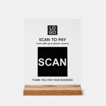 Aangepast logo Scan To Pay QR-code houten blok bor