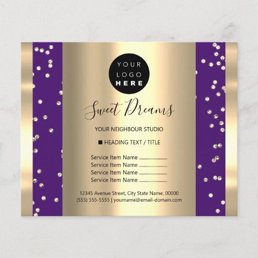 Aangepast logo schoonheid make-up prijs gouden con flyer (Voorkant)