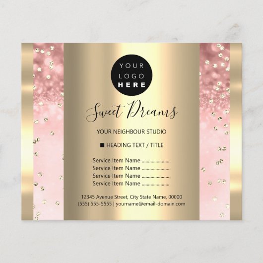 Aangepast logo schoonheid make-up prijslijst Roos Flyer (Voorkant)