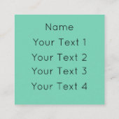 Aangepast Logo, Seafoam Green. Vierkante Visitekaartje (Achterkant)