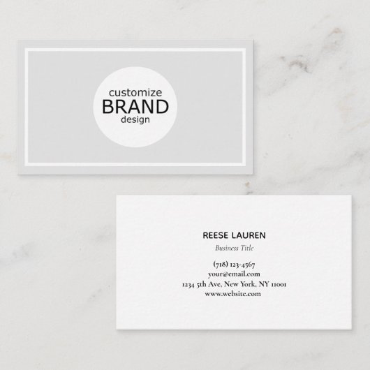 Aangepast Logo Simple Grey Professional-Visitekaar Visitekaartje (Voorkant / Achterkant)