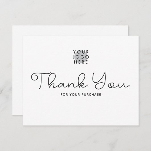 Aangepast Logo Simple Minimalist Modern Script Bedankkaart (Voorkant / Achterkant)