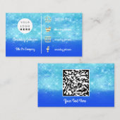 Aangepast Logo sociaal goud QR-code (blauw) Visitekaartje (Voorkant / Achterkant)