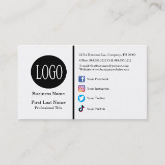 Aangepast logo sociale media pictogrammen minimali visitekaartje