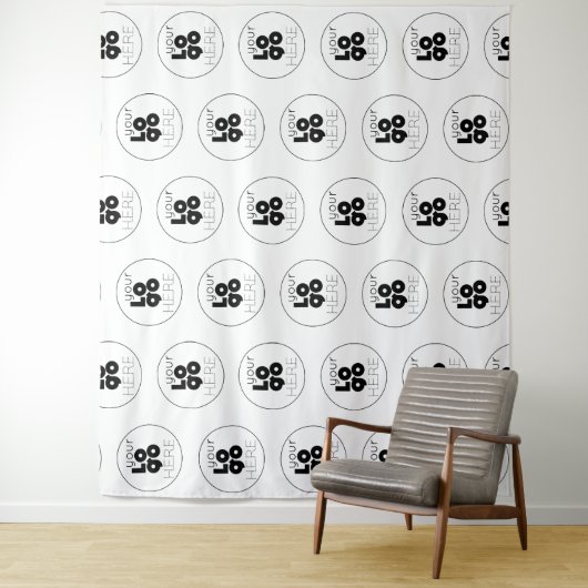 Aangepast logo stap- en herhalingsfotohouding acht wandkleed (In situ)