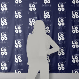 Aangepast logo stap voor stap navy fotohokje achte wandkleed