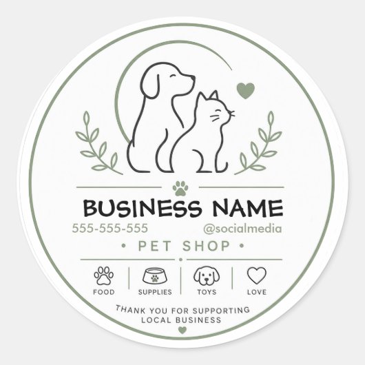 Aangepast logo sticker voor huisdierenwinkel (Voorkant)