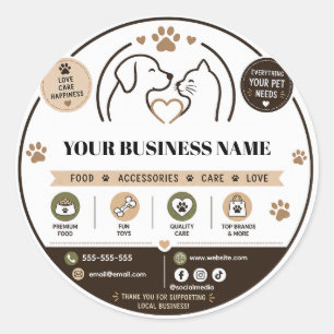 Aangepast logo-sticker voor huisdierenwinkels met ronde sticker