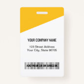 Aangepast Logo streepjescode werknemer Foto geel Badge (Achterkant)