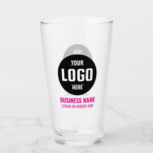 Aangepast logo & tekst 16oz Roze gepersonaliseerde Glas (Voorkant)