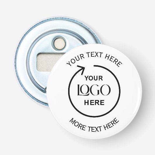 Aangepast logo & tekst Zakelijke flesopener Button Flesopener (Voorkant)