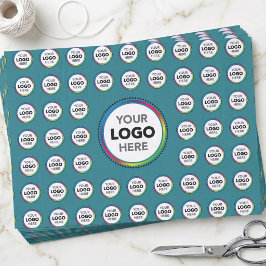 Aangepast logo turquoise branding - verpakkingsmat tissuepapier
