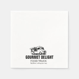 Aangepast logo van een foodtruck op een vierkante  servet