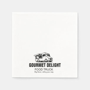 Aangepast logo van een foodtruck op een vierkante  servet