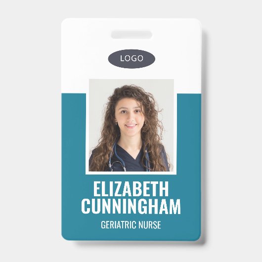 Aangepast logo Verpleegster Dokter Naam Barcode Badge (Voorzijde)