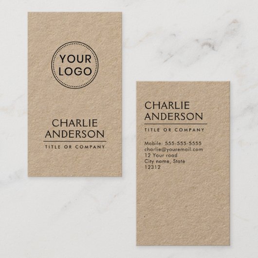 Aangepast logo verticaal modern, minimalistisch Kr Visitekaartje (Voorkant / Achterkant)