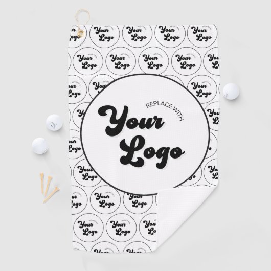 Aangepast Logo voor bedrijven — zwart/wit Golfhanddoek (Insitu)