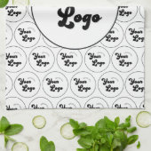 Aangepast Logo voor bedrijven — zwart/wit Theedoek (Gevouwen)