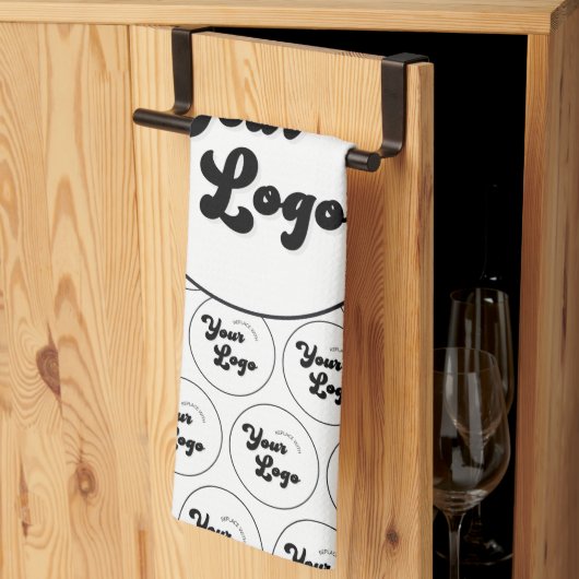 Aangepast Logo voor bedrijven — zwart/wit Theedoek (Derde Gevouwen)