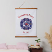 Aangepast Logo voor blauwe brandbluspenningkaart Hangend Wandkleed (Slaapkamer)
