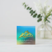 Aangepast Logo voor Estate Agent Blue Green Vierkante Visitekaartje (Staand voorkant)