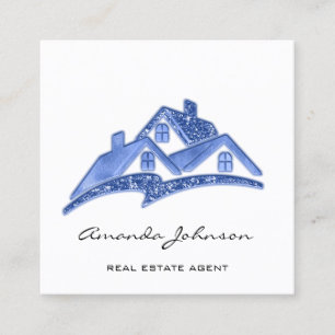 Aangepast Logo voor Estate Agent Blue White Vierkante Visitekaartje