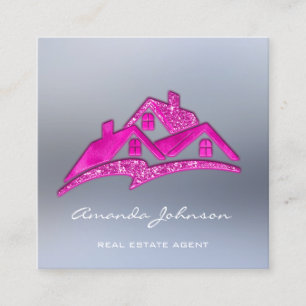 Aangepast Logo voor Estate Agent Home Pink Vierkante Visitekaartje