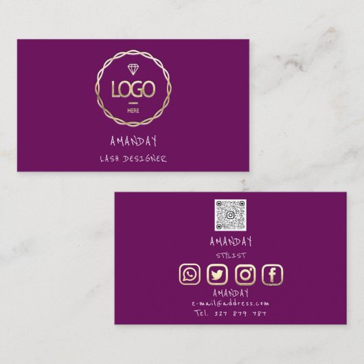 Aangepast Logo voor sociale media QR-code Gold Paa Visitekaartje (Voorkant / Achterkant)