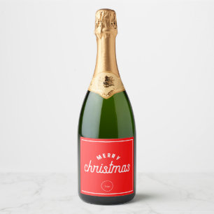 Aangepast logo vrolijk kerstfeest Bruisende wijnfl Sparkling Wijnetiket