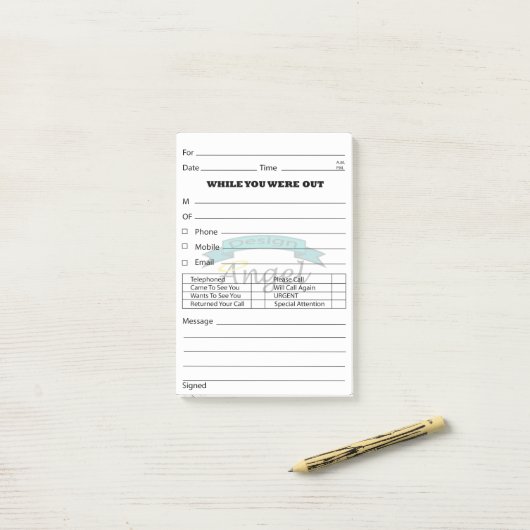 Aangepast Logo Watermerk Telefoon Bericht Post Post-it® Notes (Op bureau)