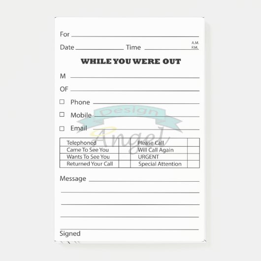 Aangepast Logo Watermerk Telefoon Bericht Post Post-it® Notes (Voorkant)