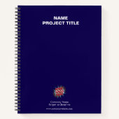 Aangepast logo, website, naam, blauw notitieboek (Voorkant)