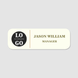 Aangepast logo werknemer minimalistisch ivoor naamplaatje