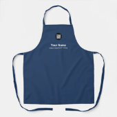 Aangepast Logo werknemer, naam, bedrijf Navy Blue Schort (Voorkant)