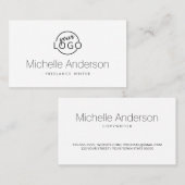 Aangepast logo wit, modern minimaal visitekaartje (Voorkant / Achterkant)