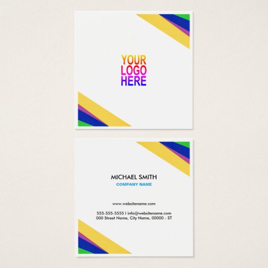 Aangepast logo, wit, vierkant, professioneel vierk vierkante visitekaartjes (Voorkant /achterkant)