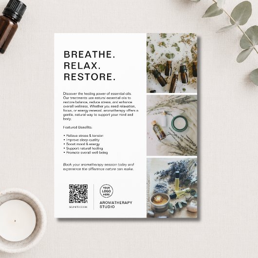 Aangepast logo Witte Aromatherapie Spa Bedrijf Flyer
