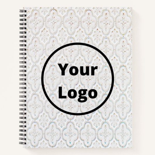 Aangepast logo witte barokprint notitieboek (Voorkant)