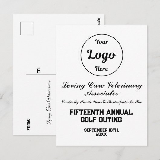Aangepast logo zakelijk golf evenement uitnodiging (Voorkant / Achterkant)