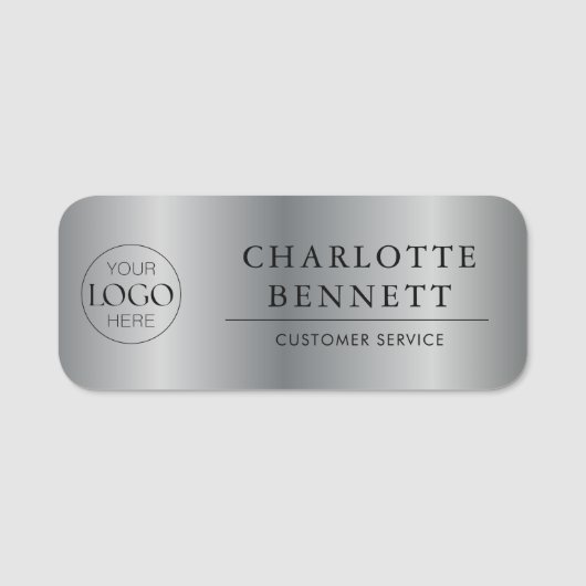 Aangepast logo zilver kantoor personeel naamplaatje (Voorkant)
