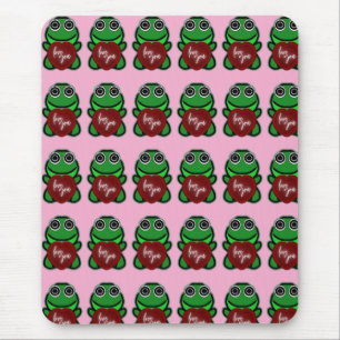 Aangepast Love You Kawaii Kikker Hart Cadeau Muismat