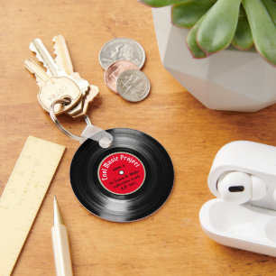 aangepast LP vinylrecord met naam Sleutelhanger