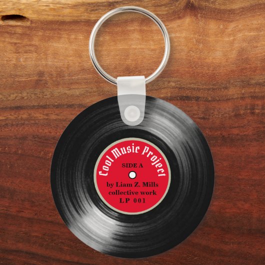 aangepast LP vinylrecord met naam Sleutelhanger (Voorkant)