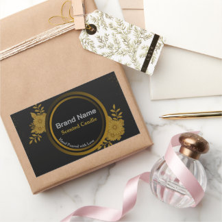 Aangepast luxe navy & gouden bloemenproductlabel rechthoekige sticker