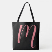 Aangepast M-scriptmonogram Blacktote Tote Bag (Voorkant)