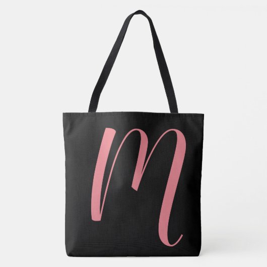 Aangepast M-scriptmonogram Blacktote Tote Bag (Voorkant)