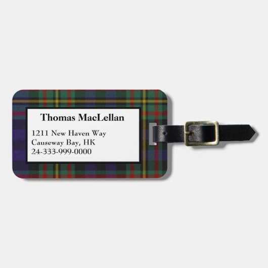 Aangepast MacLellan Tartan Bagagelabel (Voorkant horizontaal)