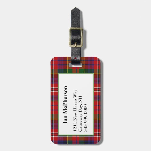 Aangepast MacPherson Tartan Bagagelabel (Voorkant verticaal)
