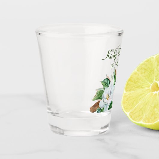 Aangepast  Magnolia Bouquet Weddenschap Shot Glas (Links)